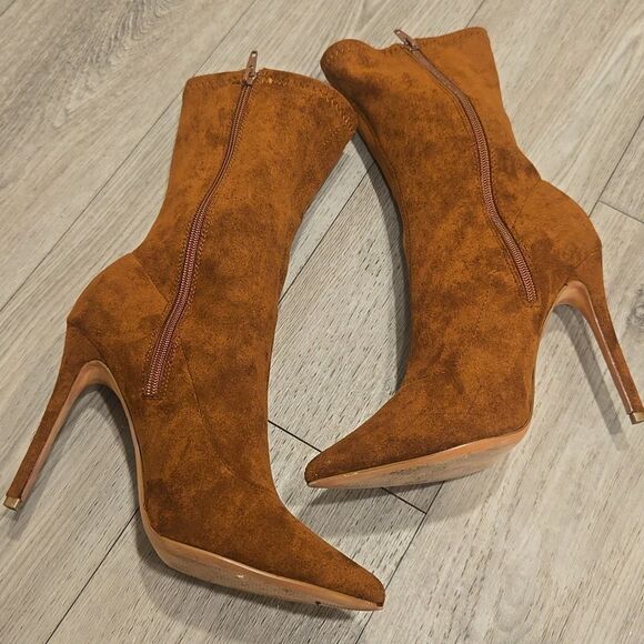Olivia Ferguson women's Elegant High Stiletto Heel Soft Faux Suede Boots sz 9 - Picture 10 of 11